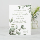 Tranquil Leafy Grace Geburtstagsfeier Einladung (Stehend Vorderseite)
