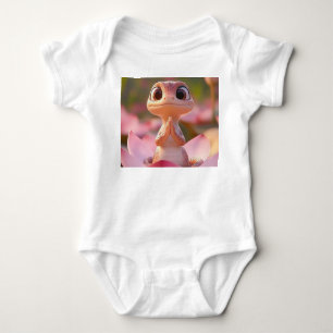 Tranquil Lizard on Lotus - Baby Bodysuit Strampler