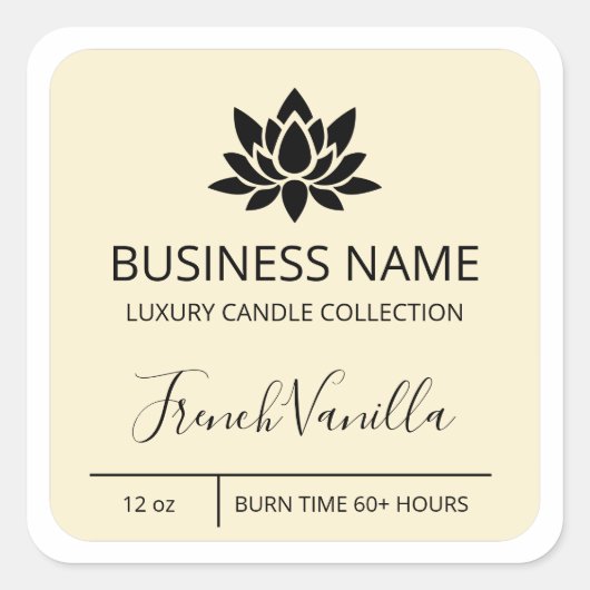 Tranquil Lotus Vanilla Soy Candle Labels Quadratischer Aufkleber (Vorderseite)