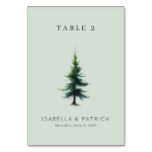 Tranquil Mint Watercolor Tree Tischnummer (Rückseite)