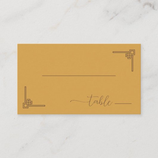 Tranquil Mustard Minimalist Geometric Platzkarte (Vorderseite)