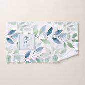 Tranquil Oasis Aquarell Blätter Monogramm und Name Badhandtuch Set (Handtuch)