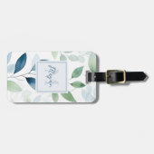 Tranquil Oasis Aquarell Blätter Monogramm und Name Gepäckanhänger (Vorderseite horizontal)