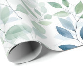 Tranquil Oasis Aquarell Blätter Monogramm und Name Geschenkpapier (Rolleneckpunkt)