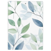 Tranquil Oasis Aquarell Blätter Monogramm und Name Klemmbrett (Rückseite)