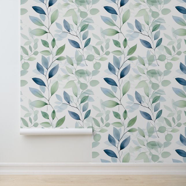 Tranquil Oasis Watercolor-Blätter Tapete (Anwendung)