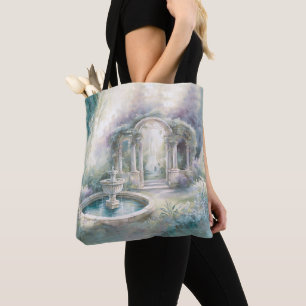 TRANQUIL PASTEL WATERCOLOR GARDEN SCENE TASCHE
