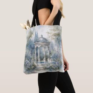 TRANQUIL PASTEL WATERCOLOR GARDEN SCENE TASCHE