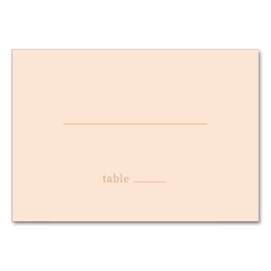 Tranquil Peach Minimalist Table Sign Tischnummer (Vorderseite)