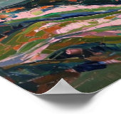 Tranquil River, Mountain Hues Illustration Retro Poster (Ecke)