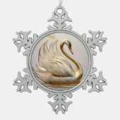 "Tranquil Swan Lake" Schneeflocken Zinn-Ornament (Vorderseite)