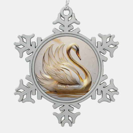 "Tranquil Swan Lake" Schneeflocken Zinn-Ornament (Vorderseite)