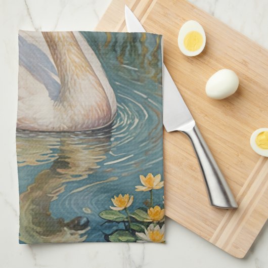 Tranquil Swan Serenade Geschirrtuch (Viertel Falte)