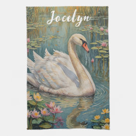 Tranquil Swan Serenade Geschirrtuch