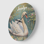 Tranquil Swan Serenade Große Wanduhr (Winkel)