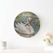 Tranquil Swan Serenade Große Wanduhr (Zuhause)