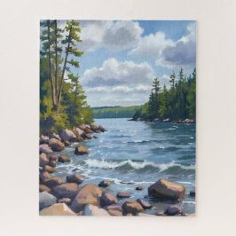 Tranquil Tahoe Lake Shore Watercolor Painting Puzzle
