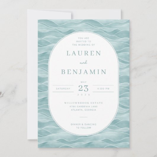 Tranquil Teal Wave Invitations Einladung (Vorderseite)