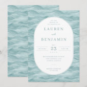 Tranquil Teal Wave Invitations Einladung (Vorne/Hinten)