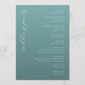 Tranquil Teal Wedding Ceremony Schedule Programm (Rückseite)