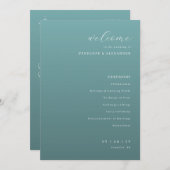 Tranquil Teal Wedding Ceremony Schedule Programm (Vorne/Hinten)