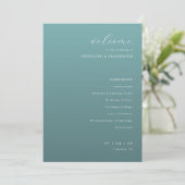 Tranquil Teal Wedding Ceremony Schedule Programm (Stehend Vorderseite)