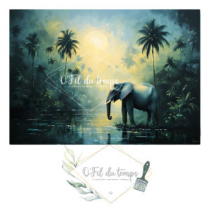 Tranquil Tropical Landscape with Elephant Seidenpapier
