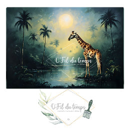 Tranquil Tropical Landscape with Giraffe Seidenpapier