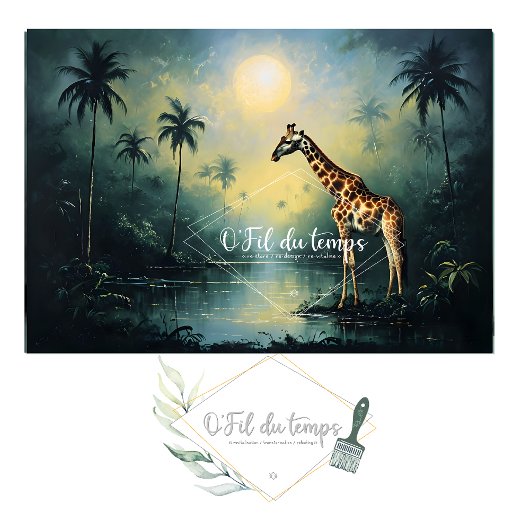 Tranquil Tropical Landscape with Giraffe Seidenpapier