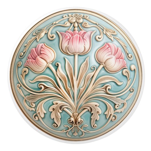 Tranquil Tulip Trio Keramik Knochenstreifen Keramikknauf (Vorderseite)