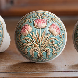 Tranquil Tulip Trio Keramik Knochenstreifen Keramikknauf