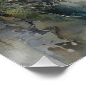 Tranquil Waterfall Tiger Misty Cliff Art Poster (Ecke)