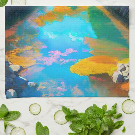 Tranquil Waters: Mt. Fuji's Reflection Geschirrtuch (Gefaltet)