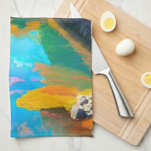 Tranquil Waters: Mt. Fuji's Reflection Geschirrtuch (Viertel Falte)