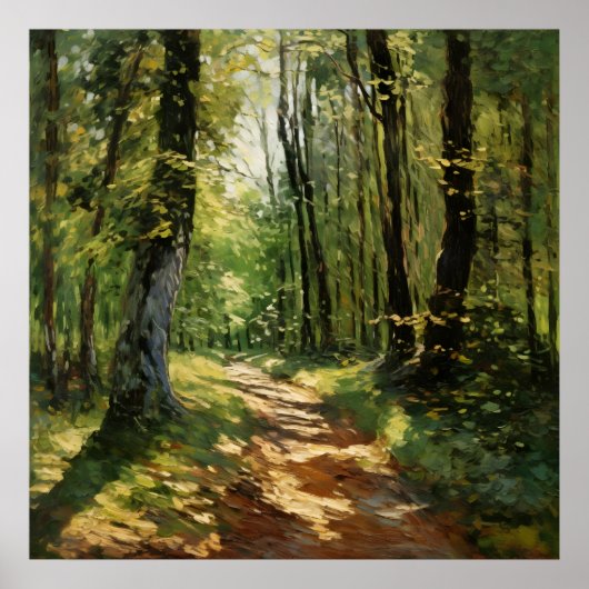Tranquil Woodland Pathway - Impressionist Malerei Poster (Vorne)