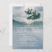 Tranquile Tree Announcement Life Celebration Foto Einladung (Vorderseite)