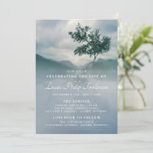 Tranquile Tree Announcement Life Celebration Foto Einladung (Stehend Vorderseite)