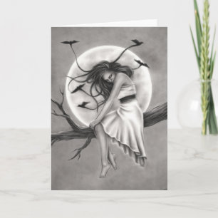 Tranquility Flying Birds Girl Greeting Card Karte