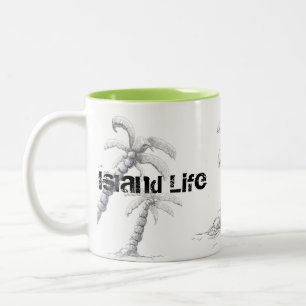 Tranquilo - Strand-Leben-Palme-Tasse durch Yotigo Zweifarbige Tasse