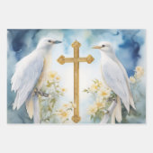 Tranquise Doves and Crosses Gift Wrap Geschenkpapier Set (Vorderseite 3)