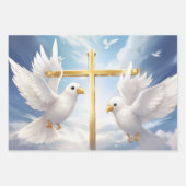Tranquise Doves and Crosses Gift Wrap Geschenkpapier Set (Vorderseite 2)