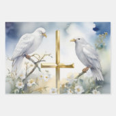Tranquise Doves and Crosses Gift Wrap Geschenkpapier Set (Vorderseite)