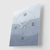 Tranquisit Blue-Gray Fade Abstrakte Landschaft Quadratische Wanduhr (Winkel)