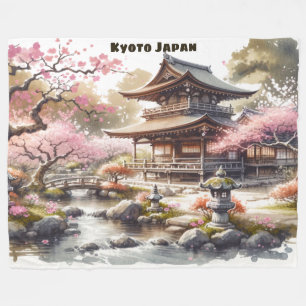 Tranquisit Kyōto Japan Aquarellzeichnung Fleecedecke