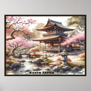 Tranquisit Kyōto Japan Aquarellzeichnung Poster