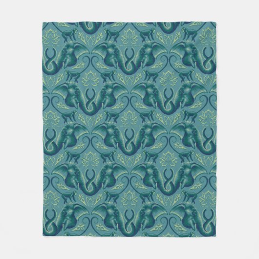 Tranquisit Safari Tapestry Pattern - Der weiße Lot Fleecedecke (Vorderseite)