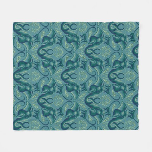 Tranquisit Safari Tapestry Pattern - Der weiße Lot Fleecedecke (Vorderseite (Horizontal))