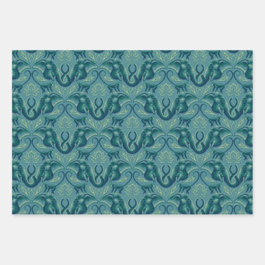 Tranquisit Safari Tapestry Pattern - Der weiße Lot Geschenkpapier Set (Vorderseite 2)