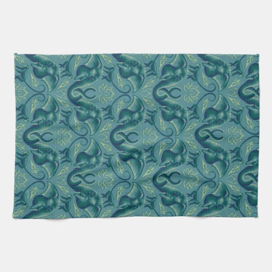 Tranquisit Safari Tapestry Pattern - Der weiße Lot Geschirrtuch (Horizontal)