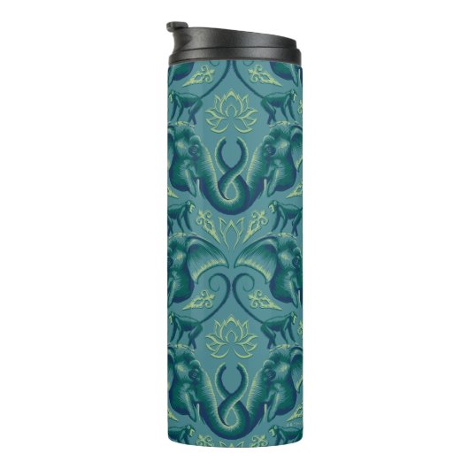 Tranquisit Safari Tapestry Pattern - Der weiße Lot Thermosbecher (Nach rechts gedreht)